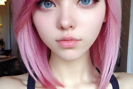 AI girl with pink hair wallpaper