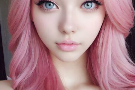 AI girl with pink hair wallpaper