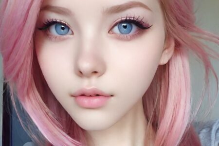 AI girl with pink hair wallpaper