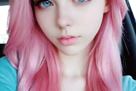 AI girl with pink hair wallpaper