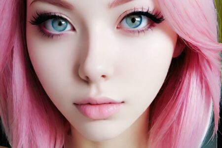 AI girl with pink hair wallpaper
