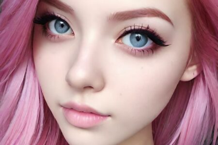 AI girl with pink hair wallpaper