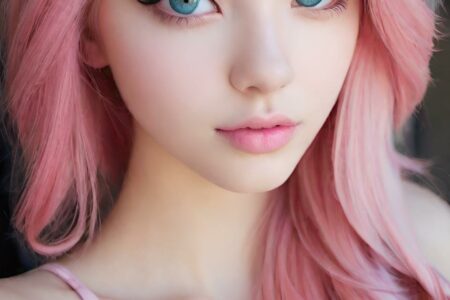 AI girl with pink hair wallpaper