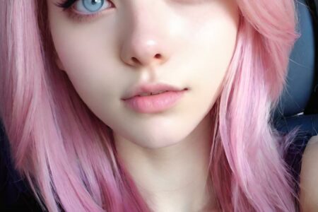 AI girl with pink hair wallpaper
