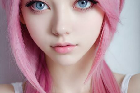 AI girl with pink hair wallpaper