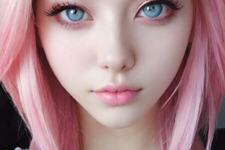 AI girl with pink hair wallpaper