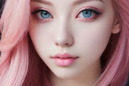AI girl with pink hair wallpaper