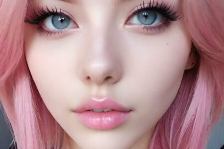 AI girl with pink hair wallpaper