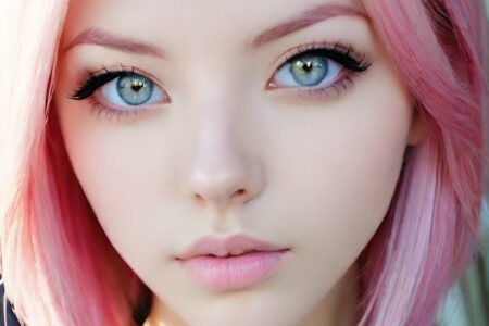 AI girl with pink hair wallpaper