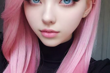 AI girl with pink hair wallpaper