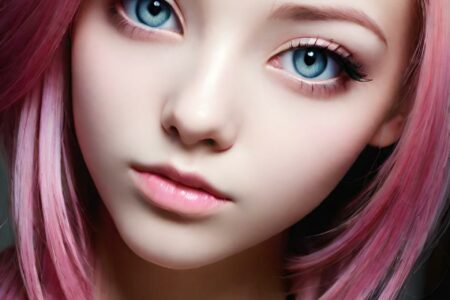 AI girl with pink hair wallpaper