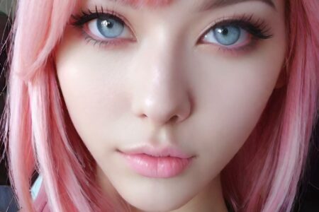 AI girl with pink hair wallpaper