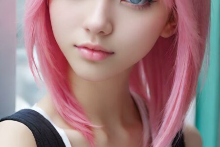 AI girl with pink hair wallpaper