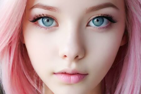 AI girl with pink hair wallpaper