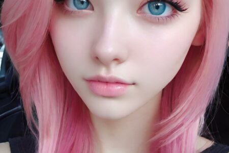AI girl with pink hair wallpaper