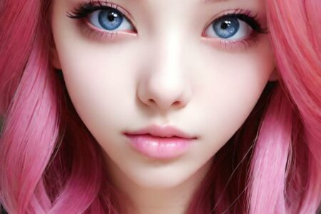 AI girl with pink hair wallpaper