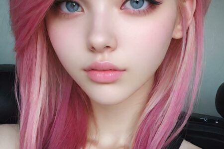 AI girl with pink hair wallpaper