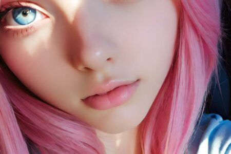 AI girl with pink hair wallpaper