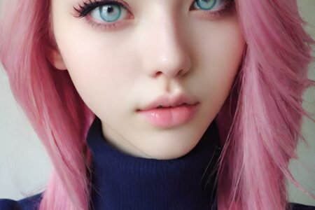 AI girl with pink hair wallpaper