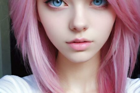 AI girl with pink hair wallpaper