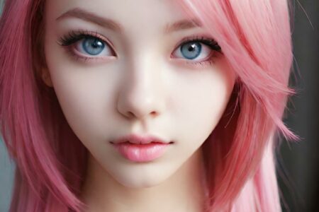 AI girl with pink hair wallpaper