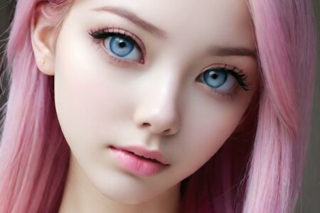AI girl with pink hair wallpaper