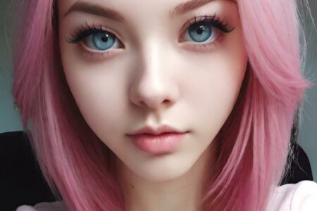 AI girl with pink hair wallpaper