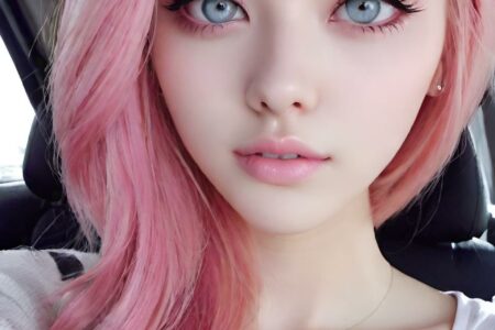 AI girl with pink hair wallpaper