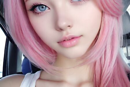 AI girl with pink hair wallpaper