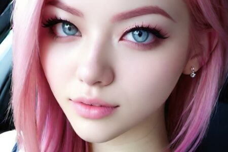 AI girl with pink hair wallpaper