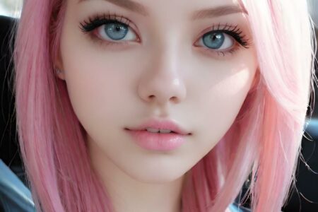 AI girl with pink hair wallpaper