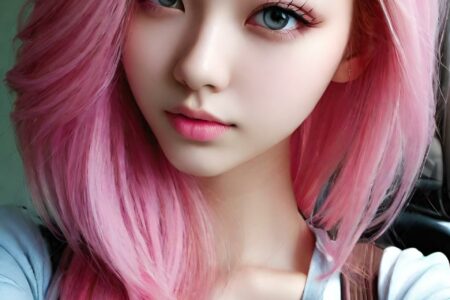 AI girl with pink hair wallpaper