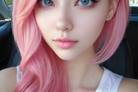 AI girl with pink hair wallpaper