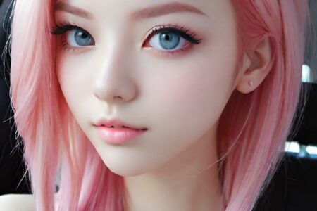 AI girl with pink hair wallpaper