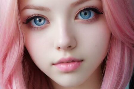 AI girl with pink hair wallpaper
