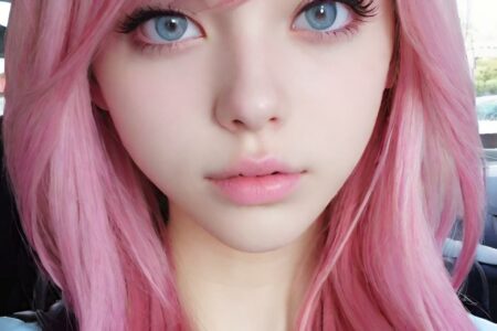 AI girl with pink hair wallpaper