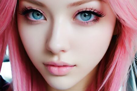 AI girl with pink hair wallpaper