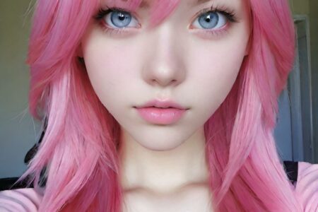 AI girl with pink hair wallpaper