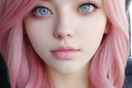 AI girl with pink hair wallpaper