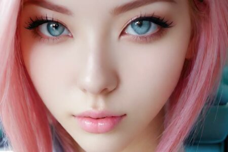 AI girl with pink hair wallpaper