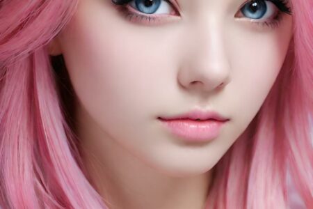 AI girl with pink hair wallpaper