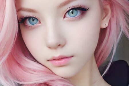 AI girl with pink hair wallpaper
