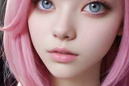 AI girl with pink hair wallpaper