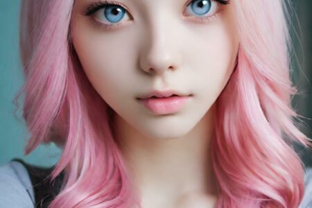 AI girl with pink hair wallpaper