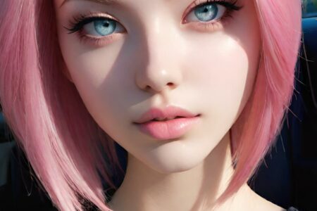 AI girl with pink hair wallpaper