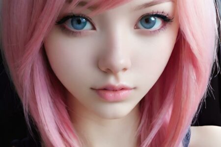 AI girl with pink hair wallpaper