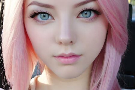 AI girl with pink hair wallpaper
