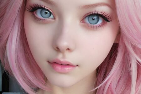AI girl with pink hair wallpaper