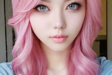 AI girl with pink hair wallpaper