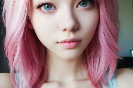 AI girl with pink hair wallpaper